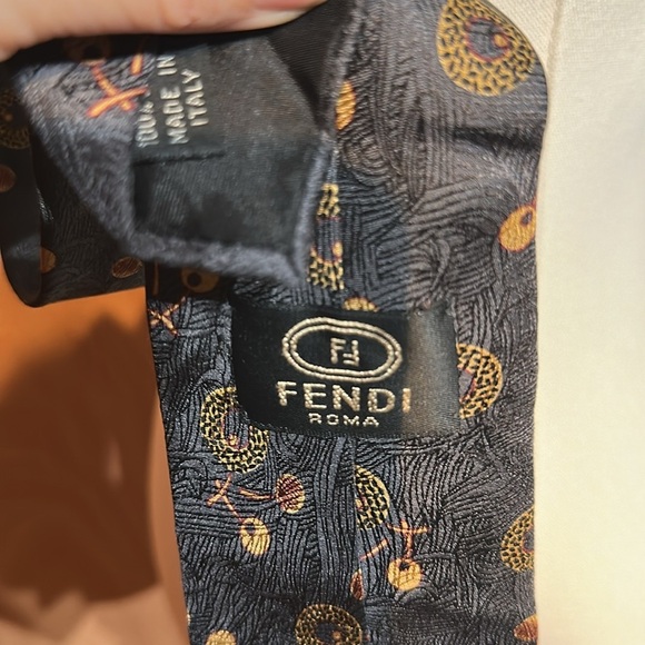 Fendi vintage blue Tie with Gold Accents - Picture 3 of 3